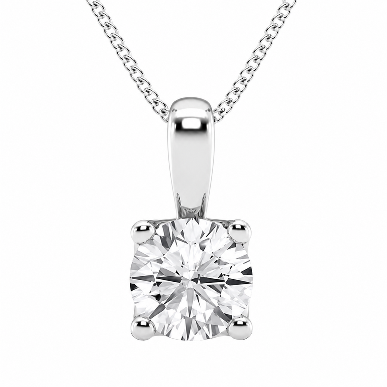 14K White Gold Twisted Floral Solitaire Lab-Grown Diamond Pendant (1.00 CTW – D–F / VS1–VS2)