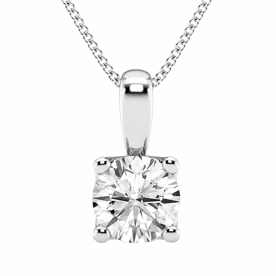 14K White Gold Twisted Floral Solitaire Lab-Grown Diamond Pendant (1.00 CTW – D–F / VS1–VS2)