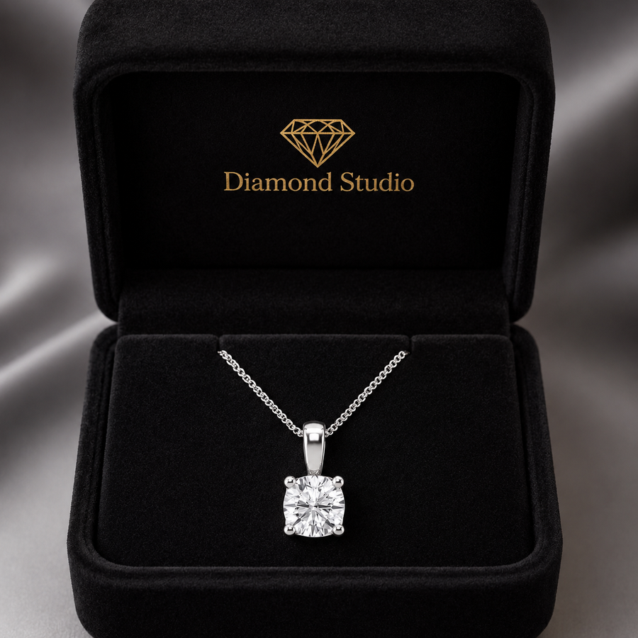 14K White Gold Twisted Floral Solitaire Lab-Grown Diamond Pendant (1.00 CTW – D–F / VS1–VS2)
