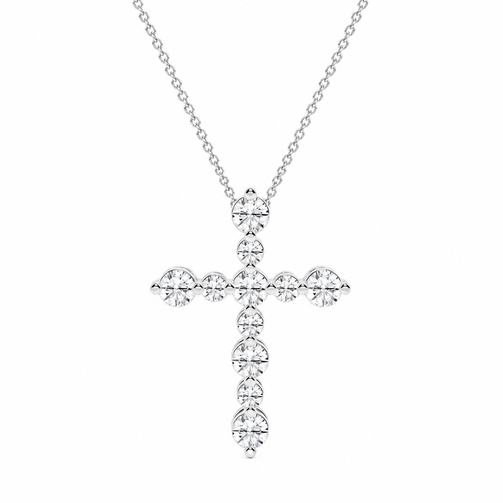 14K White Gold Floating Cross Lab-Grown Diamond Pendant (1.20 CTW – D–F / VS1–VS2) — product image