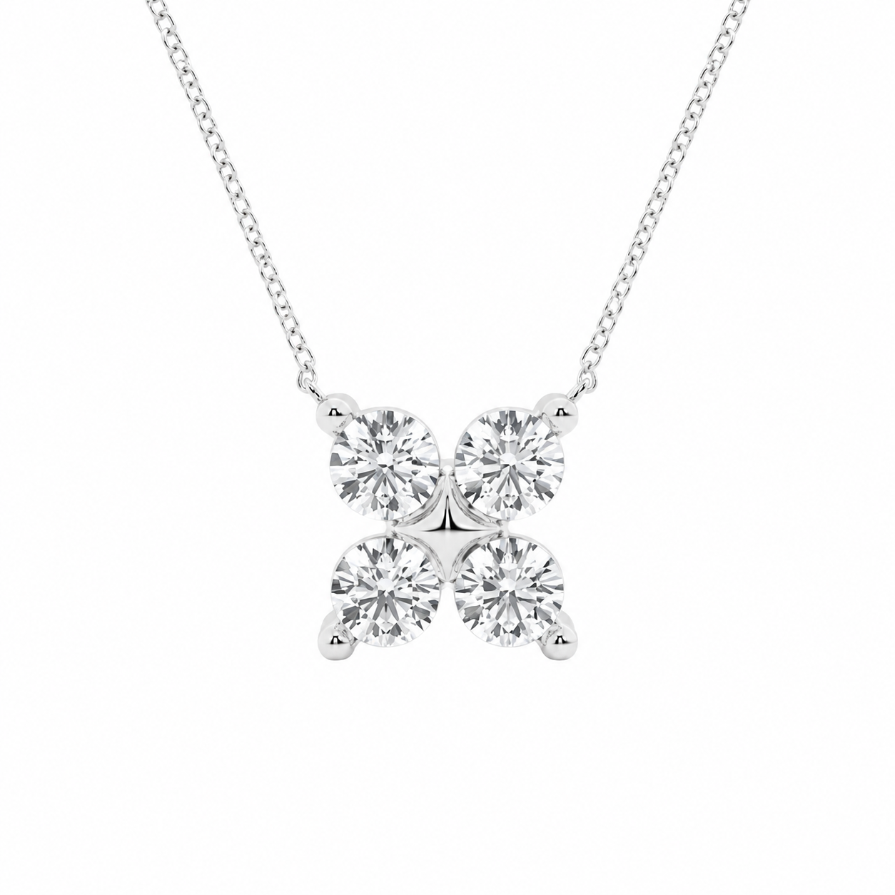 14K White Gold Four-Stone Round Lab-Grown Diamond Pendant (1.50 CTW – D–F / VS1–VS2)