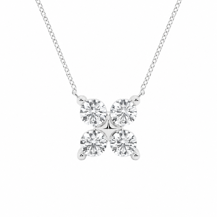 14K White Gold Four-Stone Round Lab-Grown Diamond Pendant (1.50 CTW – D–F / VS1–VS2) — product image