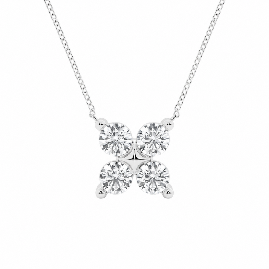 14K White Gold Four-Stone Round Lab-Grown Diamond Pendant (1.50 CTW – D–F / VS1–VS2)