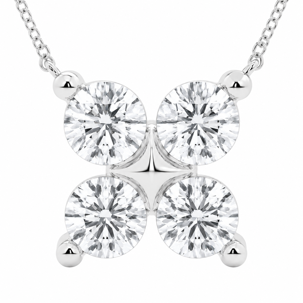 14K White Gold Four-Stone Round Lab-Grown Diamond Pendant (1.50 CTW – D–F / VS1–VS2)