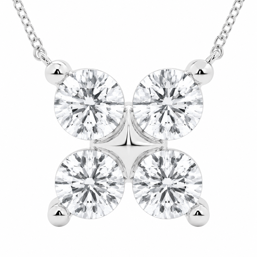 14K White Gold Four-Stone Round Lab-Grown Diamond Pendant (1.50 CTW – D–F / VS1–VS2)