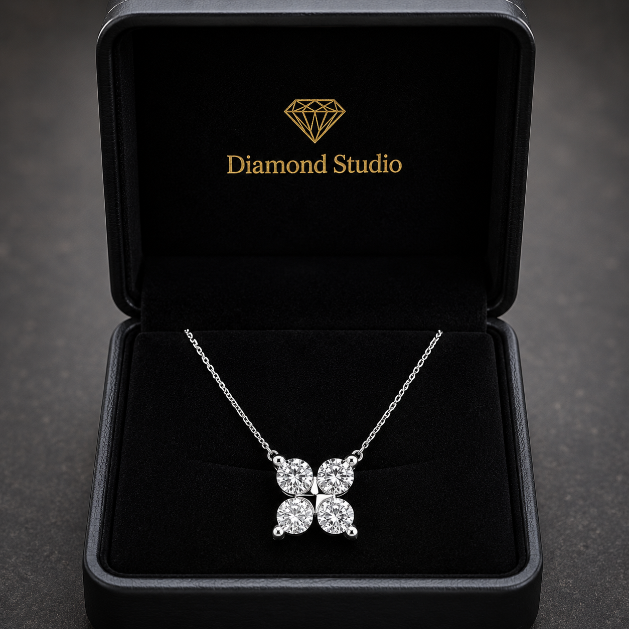 14K White Gold Four-Stone Round Lab-Grown Diamond Pendant (1.50 CTW – D–F / VS1–VS2)