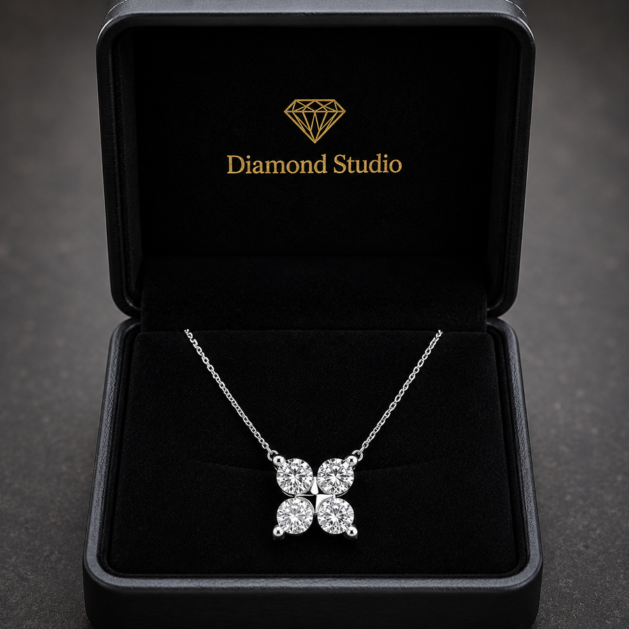14K White Gold Four-Stone Round Lab-Grown Diamond Pendant (1.50 CTW – D–F / VS1–VS2)