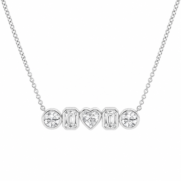 14K White Gold Multi-Shape Bezel-Set Lab-Grown Diamond Five-Stone Pendant (1.00 CTW – D–F / VS1–VS2) — product image