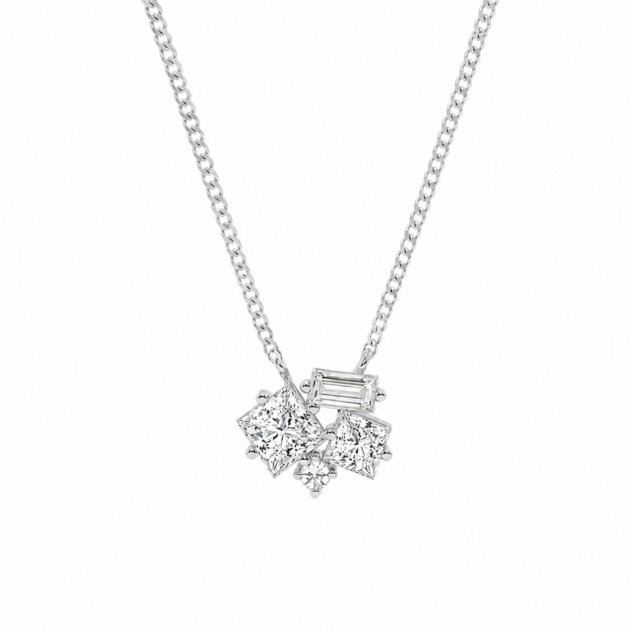 14K White Gold Mosaic Framed Abstract Lab-Grown Diamond Pendant (1.20 CTW – D–F / VS1–VS2)