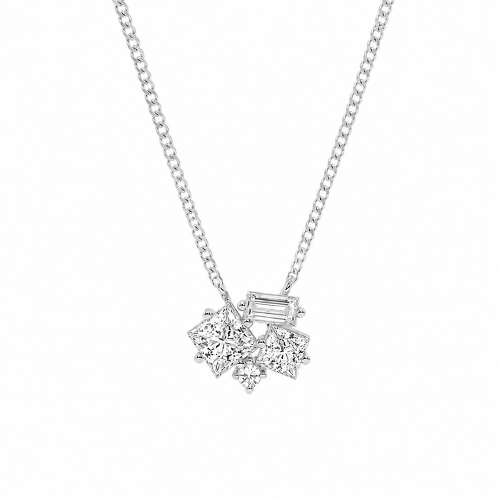 14K White Gold Mosaic Framed Abstract Lab-Grown Diamond Pendant (1.20 CTW – D–F / VS1–VS2) — product image