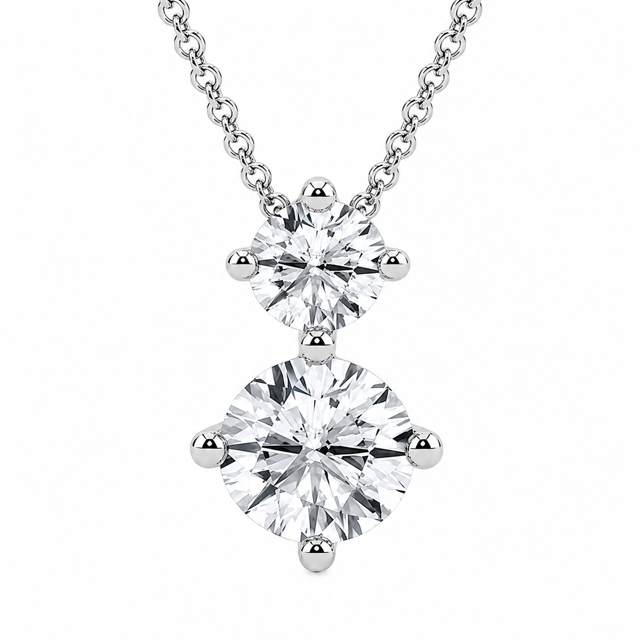 14K White Gold Two-Stone Round Lab-Grown Diamond Pendant (1.00 CTW – D–F / VS1–VS2)