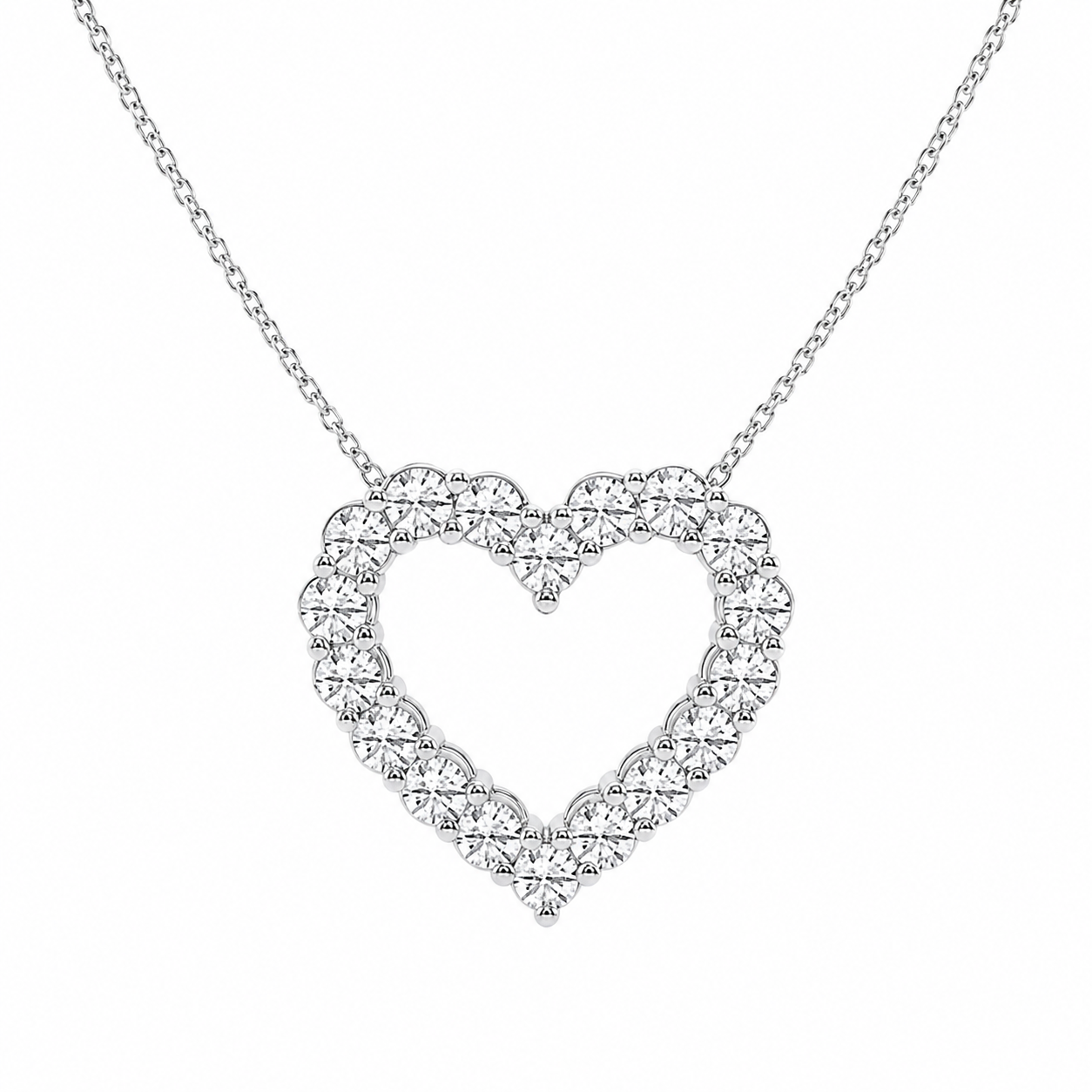 3.00 CTW Round Lab-Grown Diamond Heart Pendant with Adjustable Chain (D–F / VS1–VS2, IGI Certified)