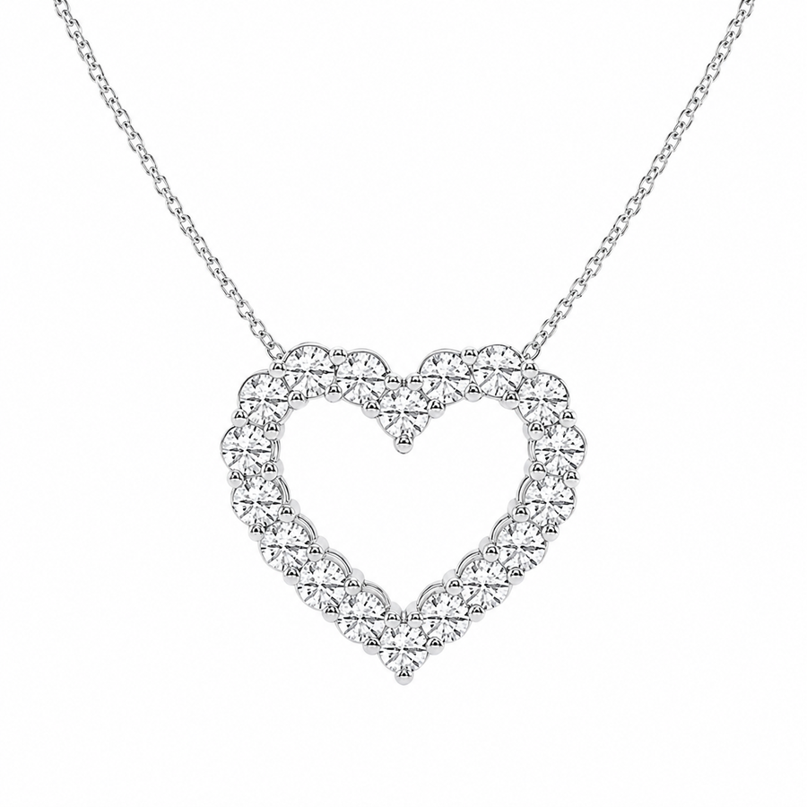 3.00 CTW Round Lab-Grown Diamond Heart Pendant with Adjustable Chain (D–F / VS1–VS2, IGI Certified)