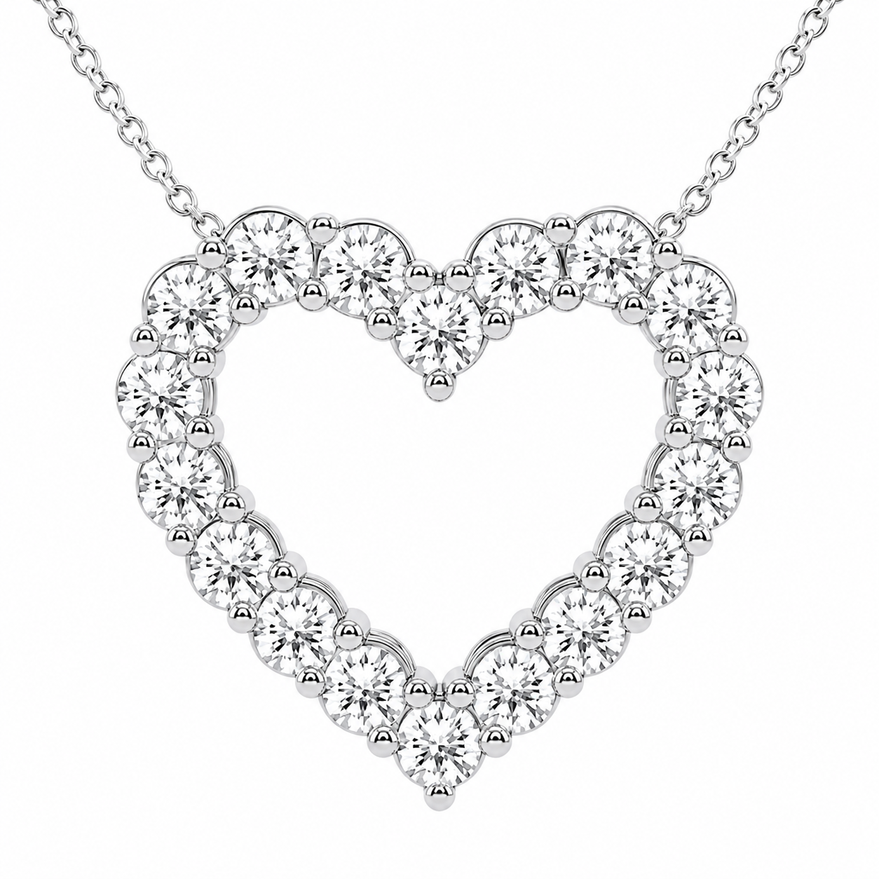 3.00 CTW Round Lab-Grown Diamond Heart Pendant with Adjustable Chain (D–F / VS1–VS2, IGI Certified)