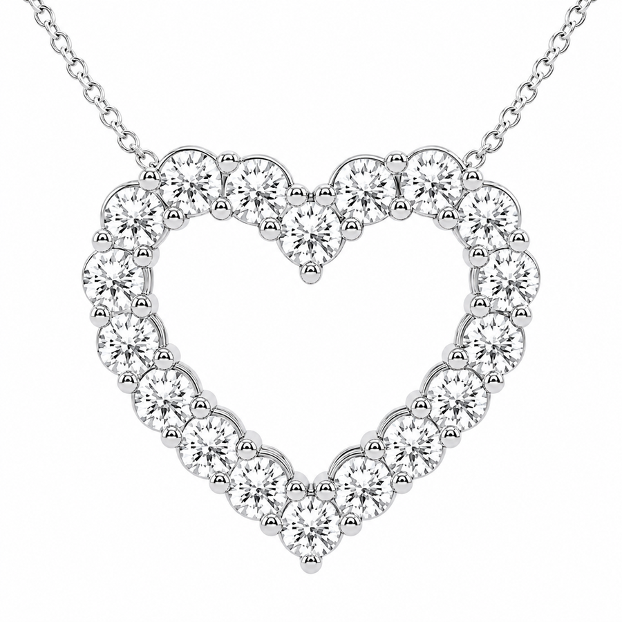 3.00 CTW Round Lab-Grown Diamond Heart Pendant with Adjustable Chain (D–F / VS1–VS2, IGI Certified)