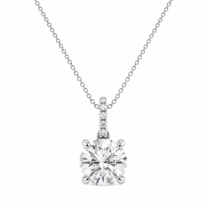 1.50 CTW Round Lab-Grown Diamond Hidden Halo Pendant with Diamond Bail (D–F / VS1–VS2, IGI Certified) — product image