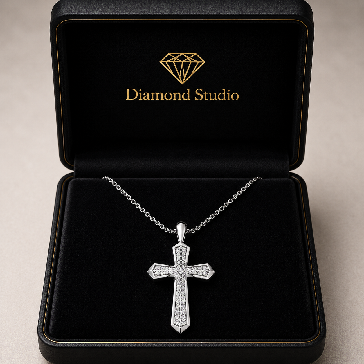 1.00 CTW Round Lab-Grown Diamond Double Row Cross Pendant (D–F / VS1–VS2, IGI Certified)