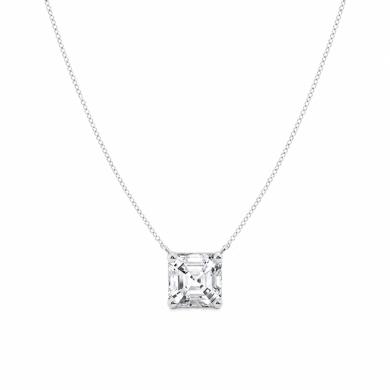 3.00 CTW Asscher Cut Lab-Grown Diamond Solitaire Pendant (D–F / VS1–VS2, IGI Certified)