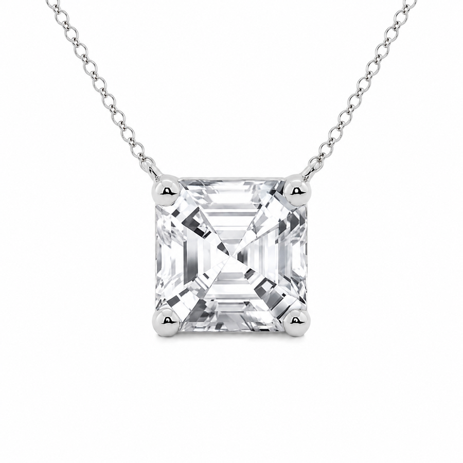 3.00 CTW Asscher Cut Lab-Grown Diamond Solitaire Pendant (D–F / VS1–VS2, IGI Certified)