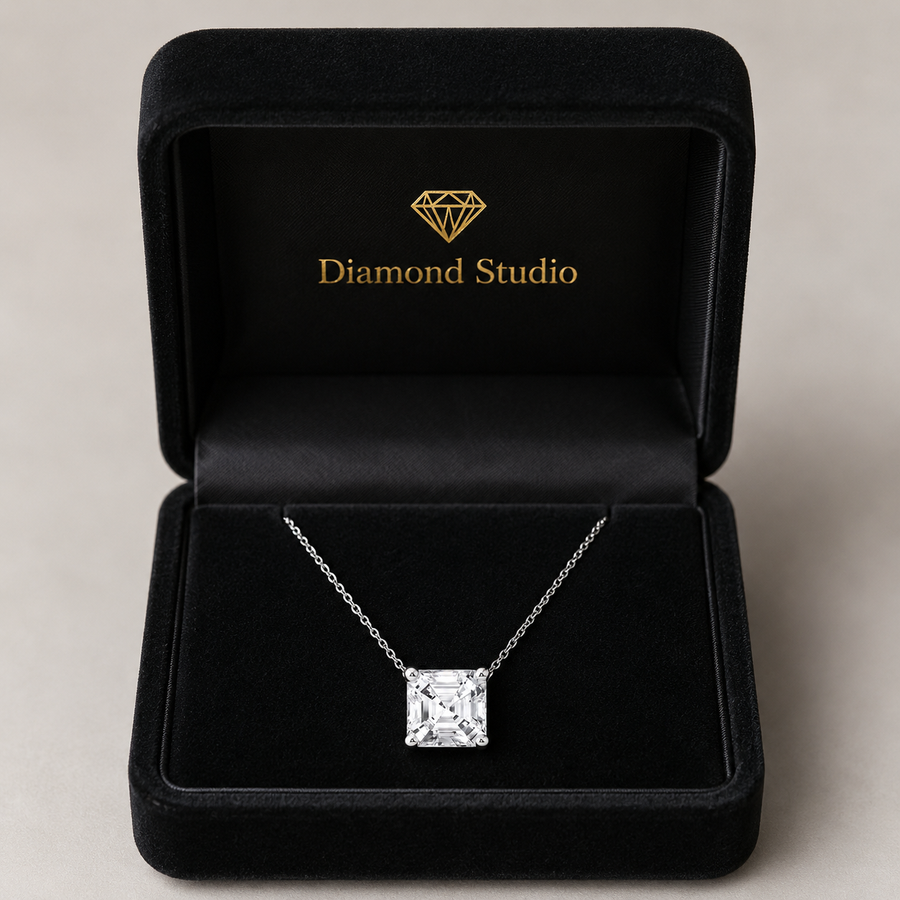3.00 CTW Asscher Cut Lab-Grown Diamond Solitaire Pendant (D–F / VS1–VS2, IGI Certified)