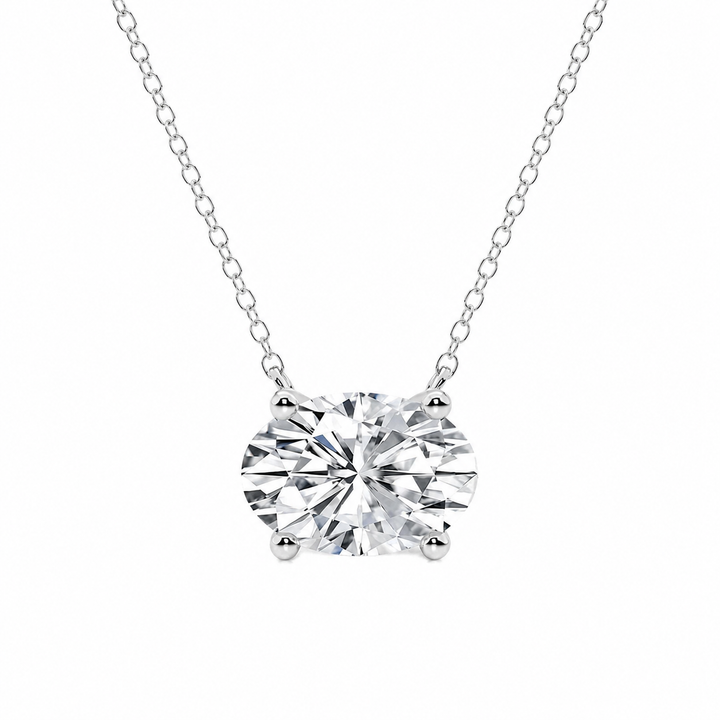 3.00 Carat Oval Cut Lab-Grown Diamond Solitaire Pendant VS1 D-F 14K White Gold with Adjustable Chain — product image