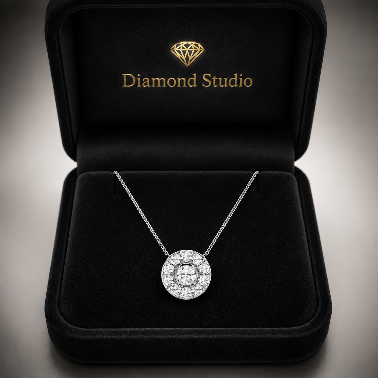 1.00 CTW Round Lab-Grown Diamond Halo Pendant in Sterling Silver (D–F / VS1–VS2, IGI Certified)