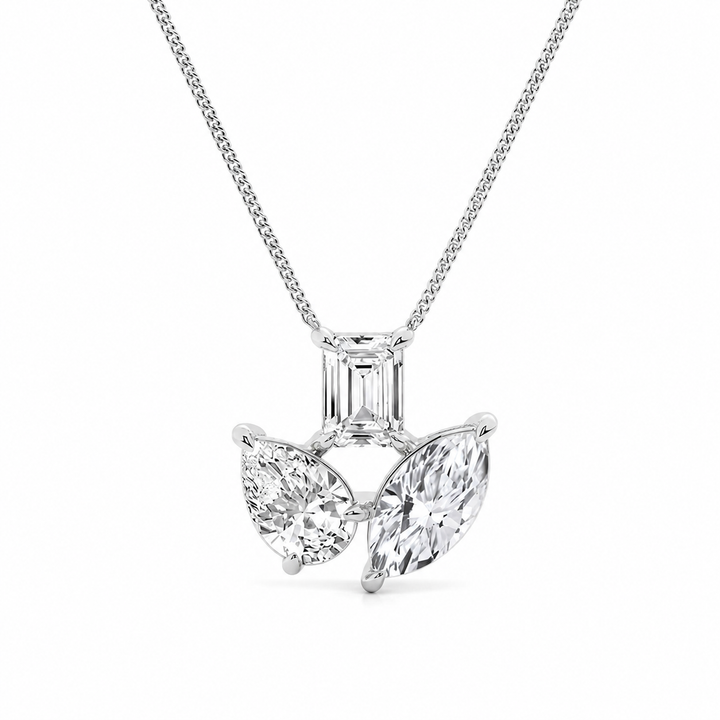 2.75 CTW Mosaic Three Stone Fan Lab-Grown Diamond Pendant (D–F / VS1–VS2, IGI Certified) — product image