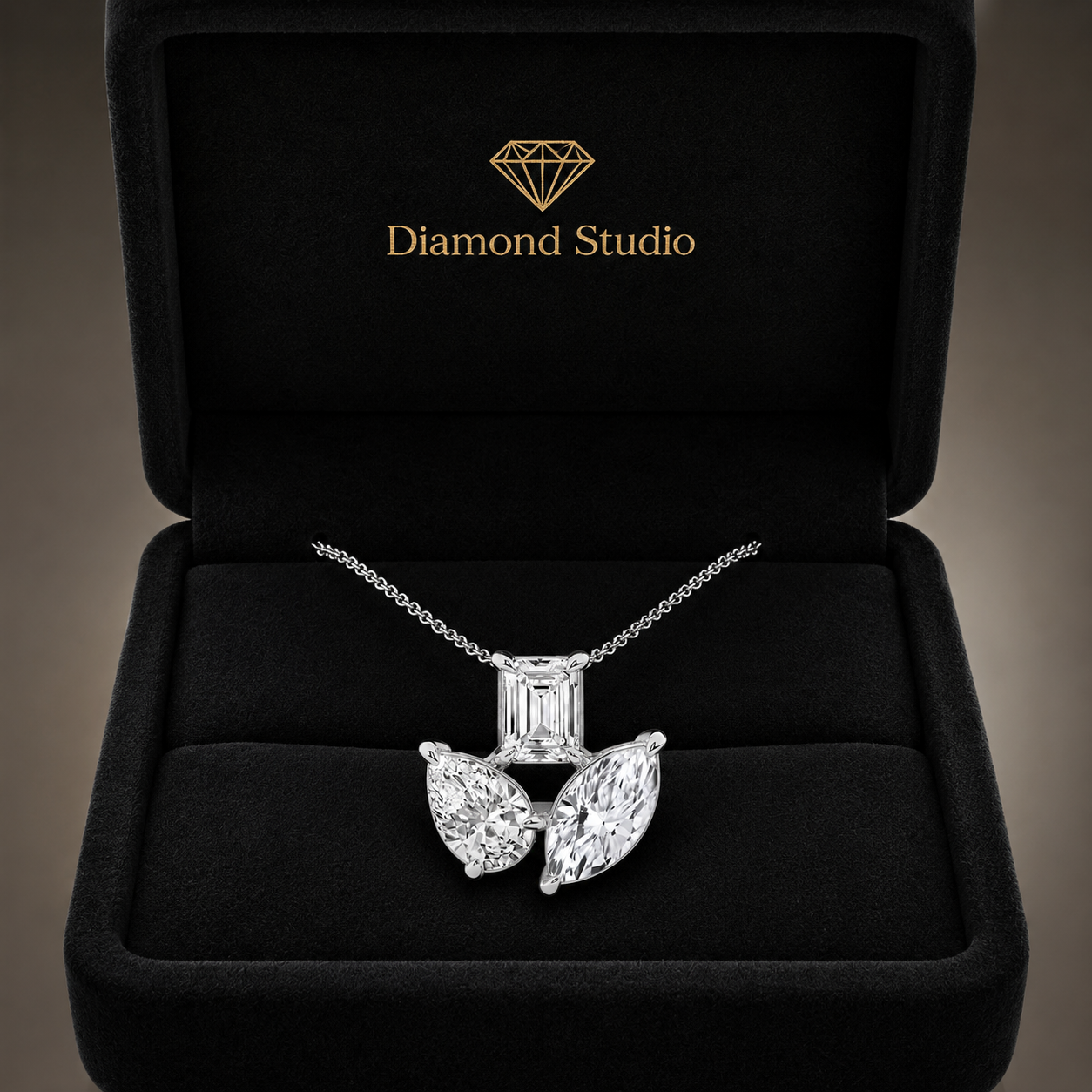 2.75 CTW Mosaic Three Stone Fan Lab-Grown Diamond Pendant (D–F / VS1–VS2, IGI Certified)