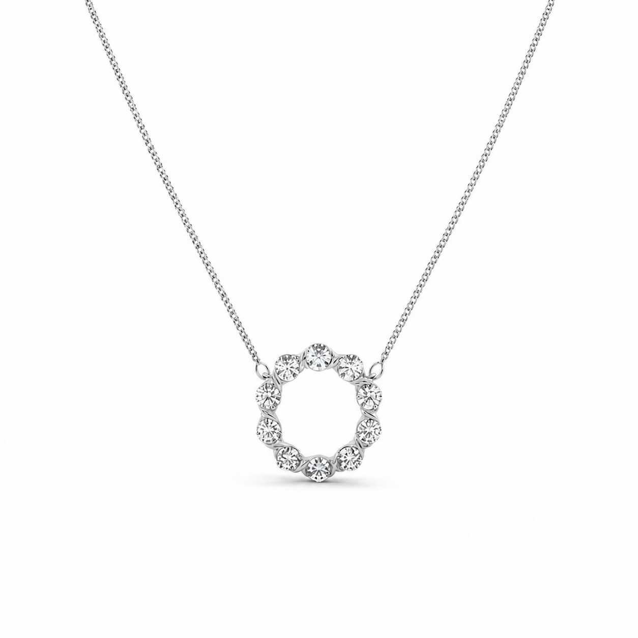 2.00 CTW Round Lab-Grown Diamond Circle Pendant with Adjustable Chain (D–F / VS1–VS2, IGI Certified)