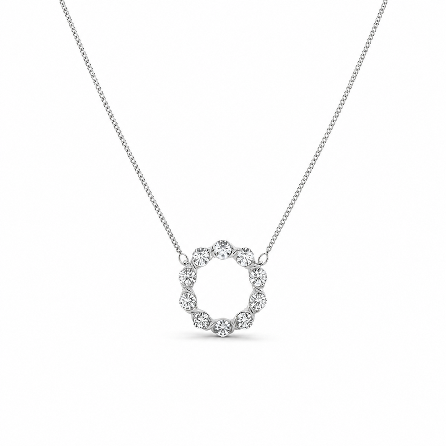 2.00 CTW Round Lab-Grown Diamond Circle Pendant with Adjustable Chain (D–F / VS1–VS2, IGI Certified)