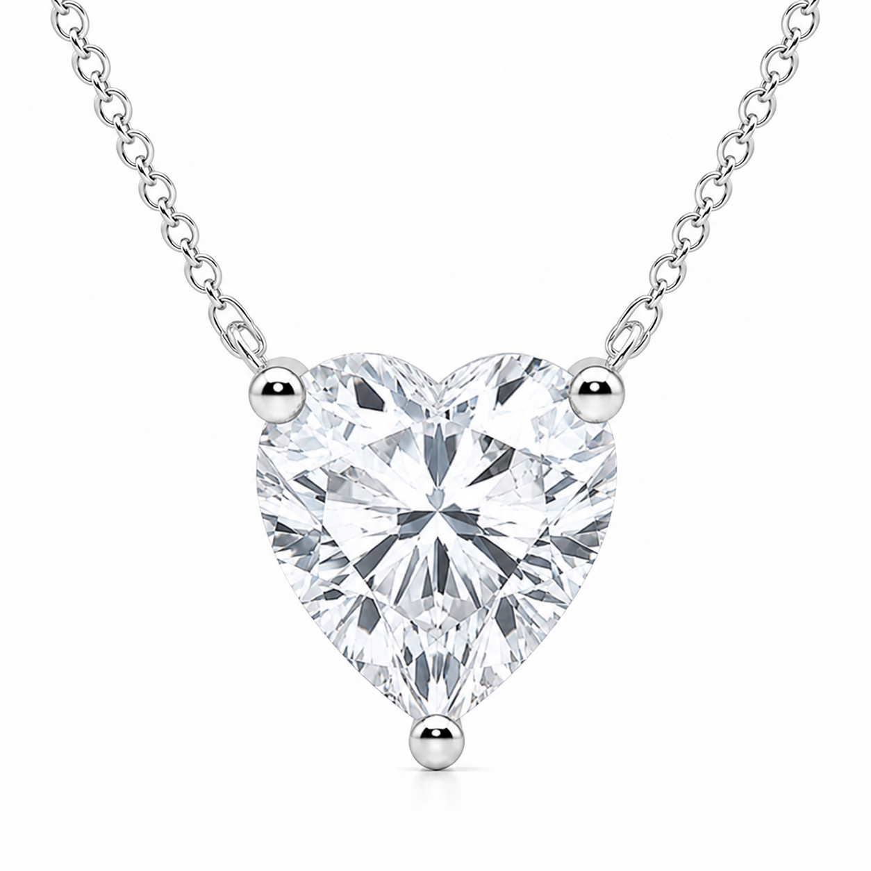 3.00 Carat Heart Shape Lab-Grown Diamond Solitaire Pendant VS1 D-F 14K White Gold
