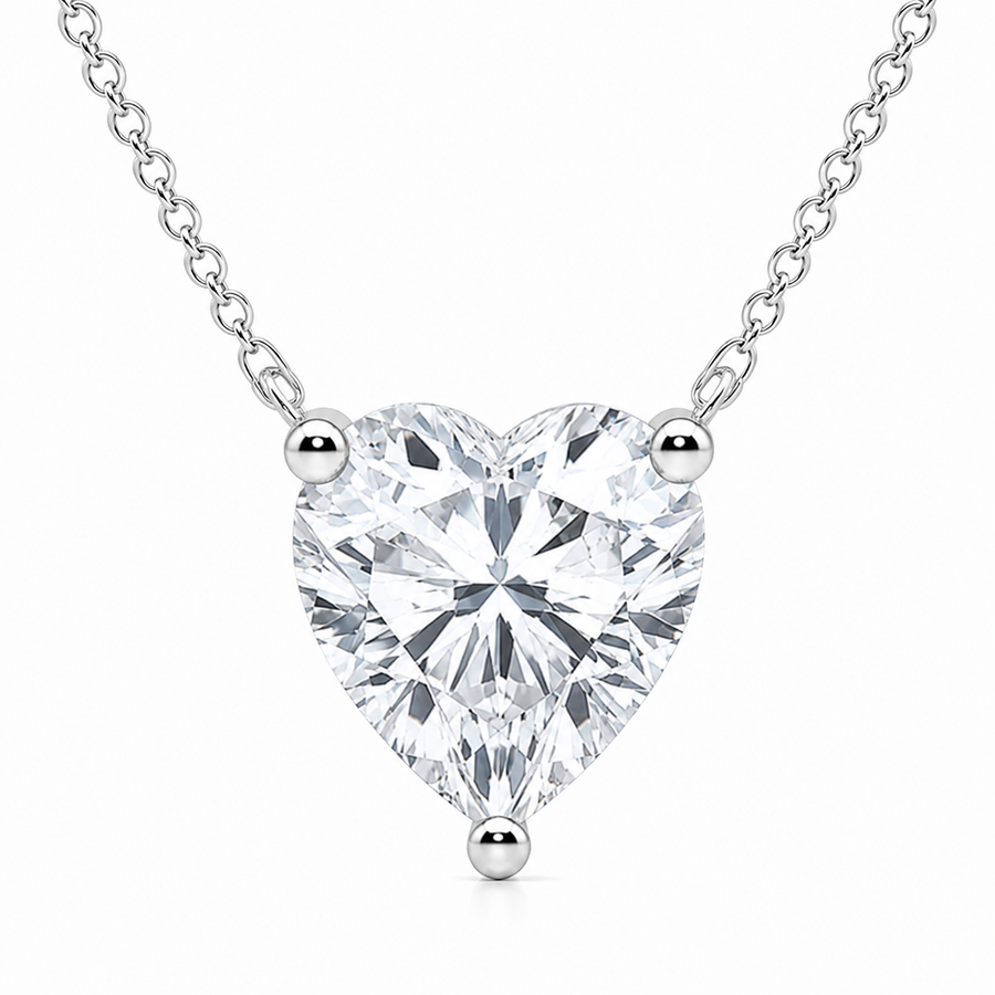 3.00 Carat Heart Shape Lab-Grown Diamond Solitaire Pendant VS1 D-F 14K White Gold