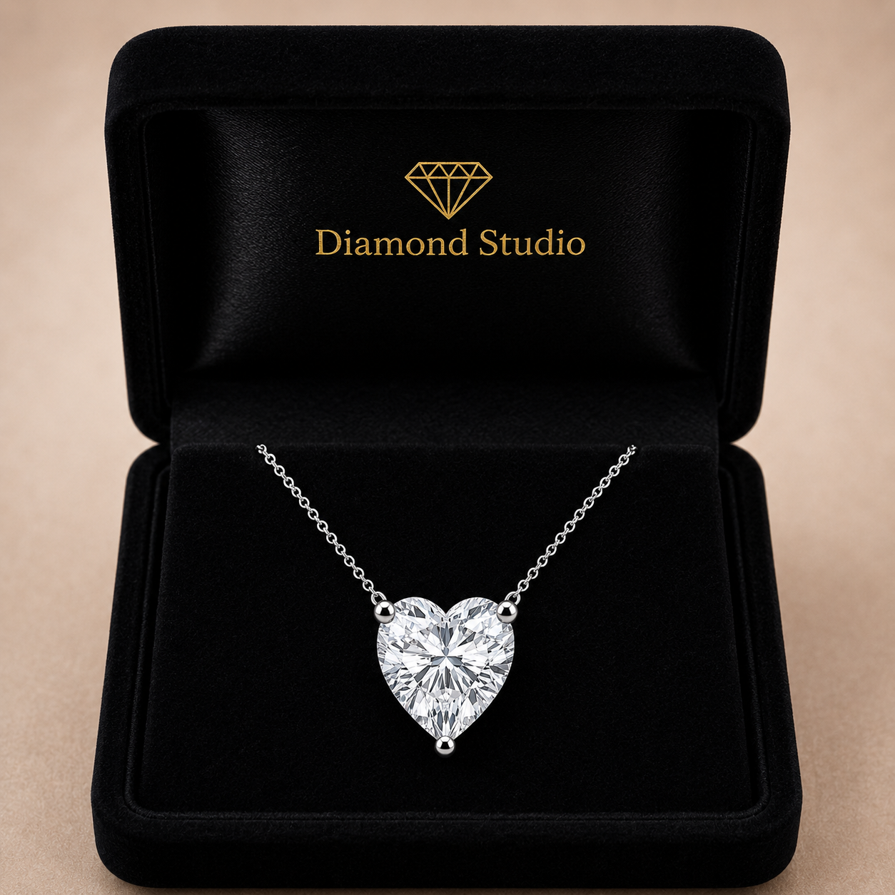 3.00 Carat Heart Shape Lab-Grown Diamond Solitaire Pendant VS1 D-F 14K White Gold
