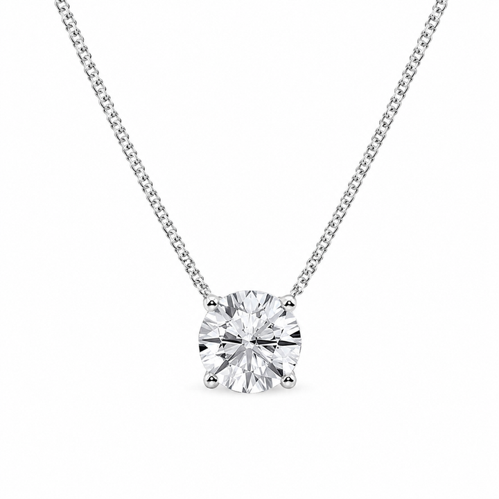 3.00 Carat Round Cut Lab-Grown Diamond Solitaire Pendant VS1–VS2 D–F 14K White Gold — product image