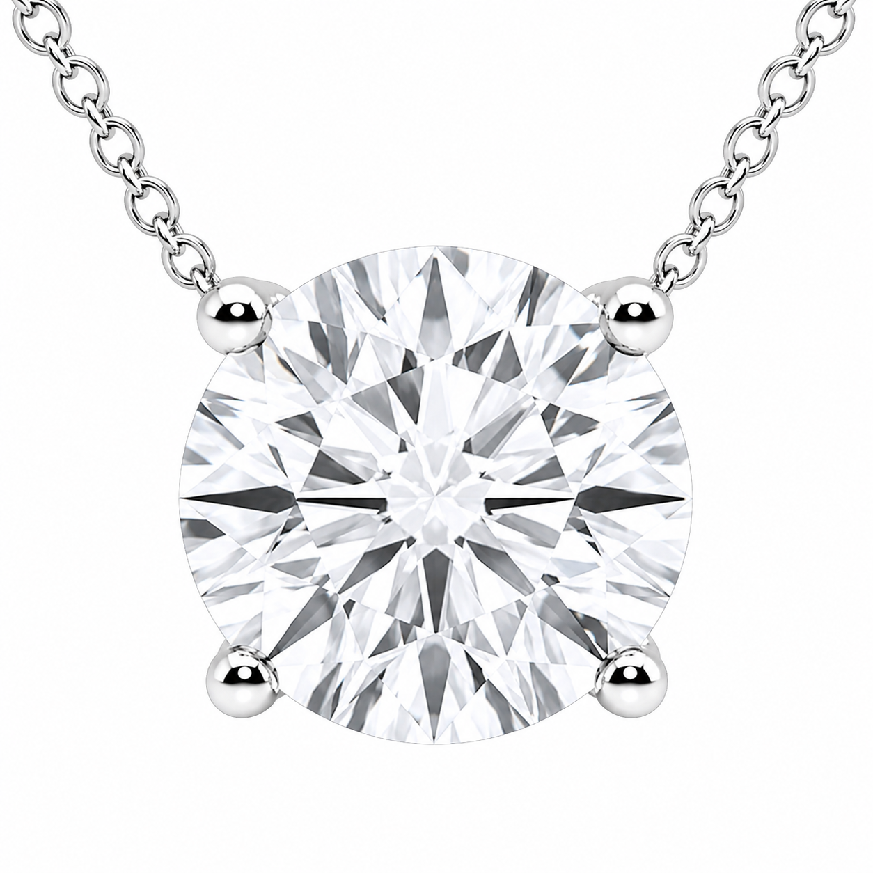 3.00 Carat Round Cut Lab-Grown Diamond Solitaire Pendant VS1–VS2 D–F 14K White Gold