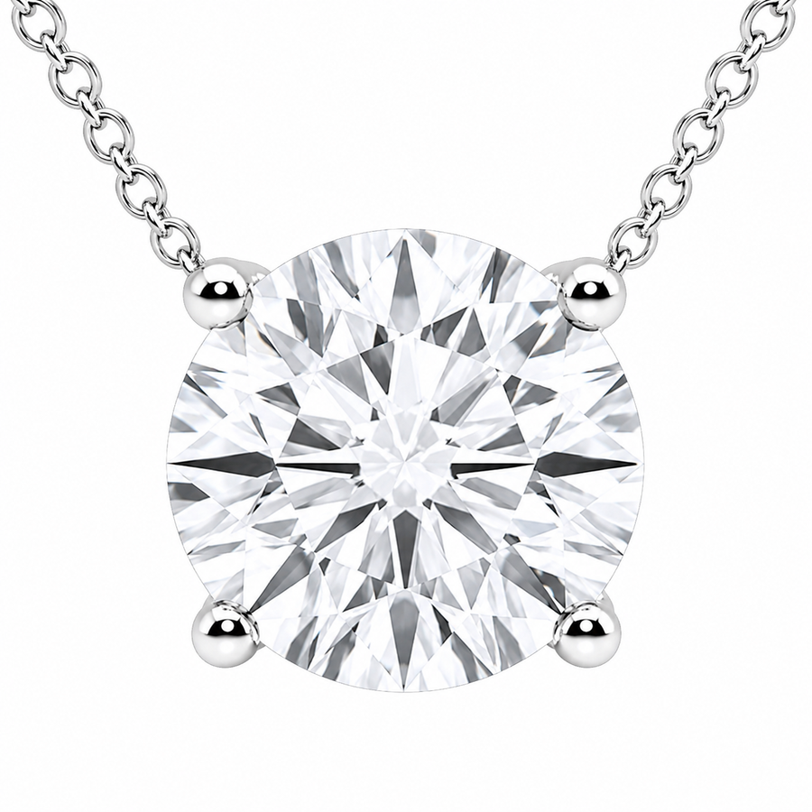 3.00 Carat Round Cut Lab-Grown Diamond Solitaire Pendant VS1–VS2 D–F 14K White Gold
