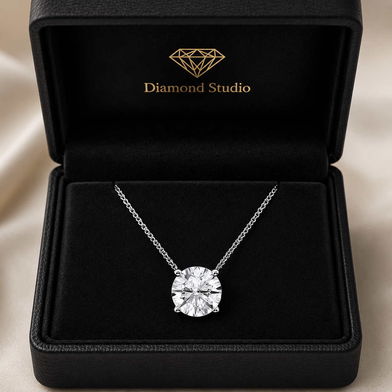 3.00 Carat Round Cut Lab-Grown Diamond Solitaire Pendant VS1–VS2 D–F 14K White Gold
