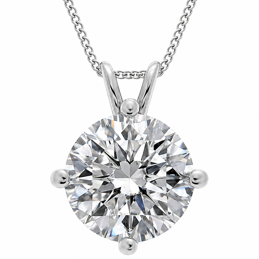 3.00 Carat Kite Set Solitaire Lab-Grown Diamond Pendant VS1 D-F White Gold 14K