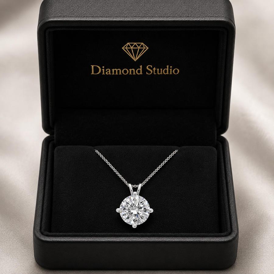 3.00 Carat Kite Set Solitaire Lab-Grown Diamond Pendant VS1 D-F White Gold 14K