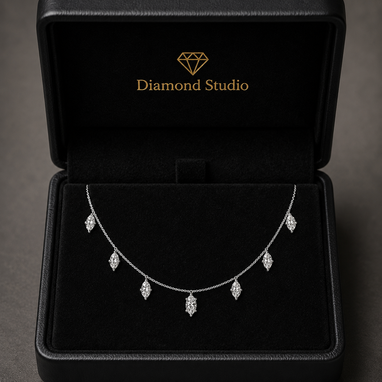 2 Ct Marquise Cut Diamond Chain Necklace VS1 D-F White Gold 14k