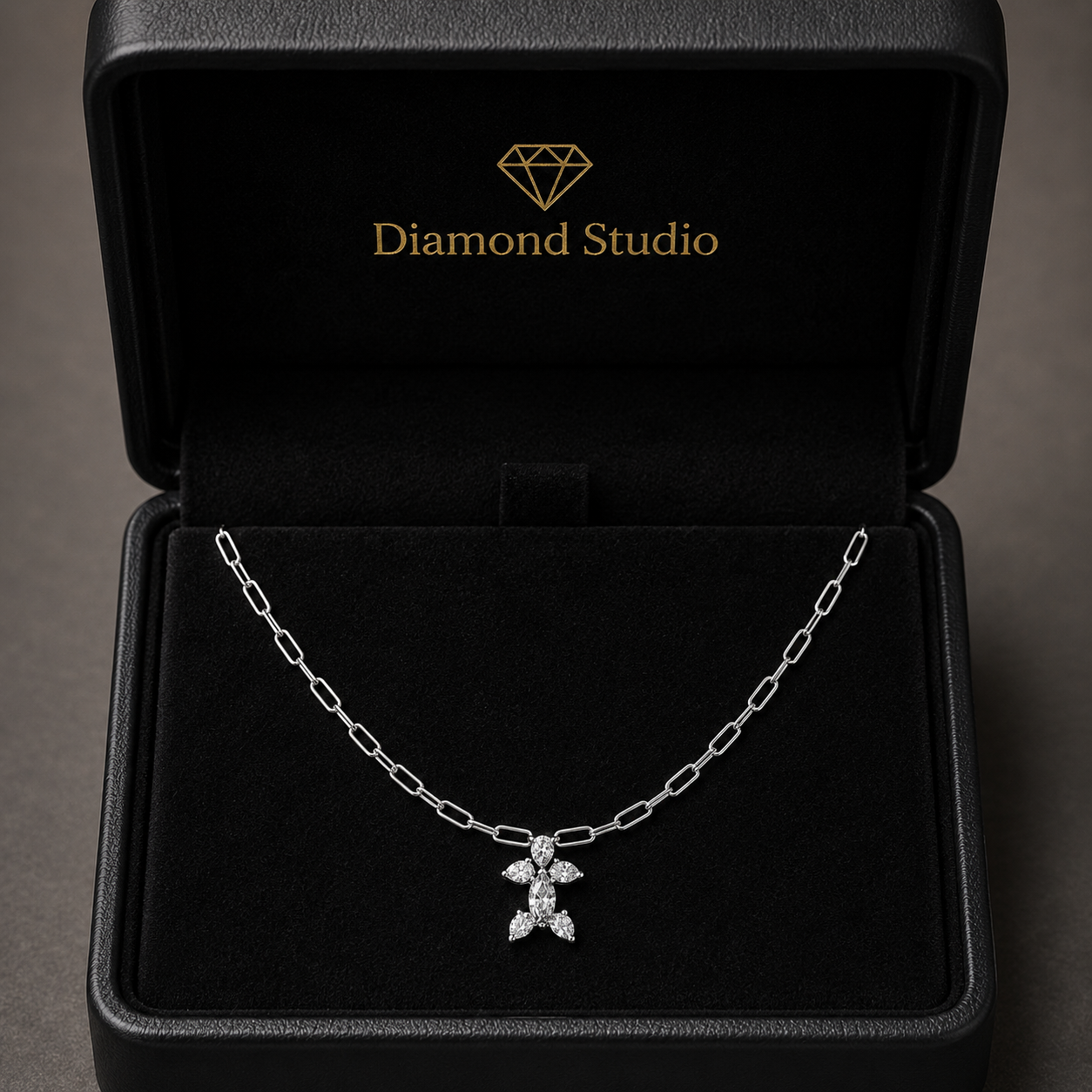 0.9 Ct Marquise Pear Cut Diamond Pendant Necklace VS1 D-F White Gold 14k