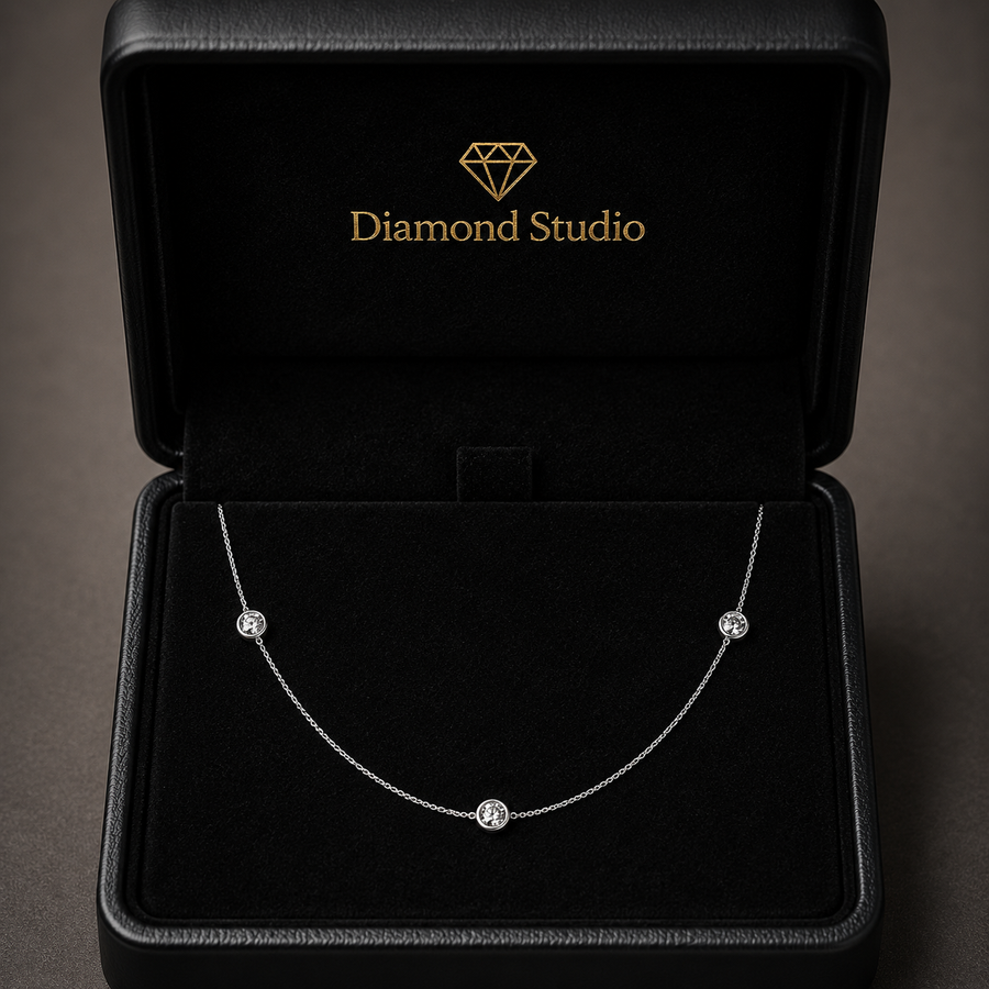 1.6 Ct Round Cut Diamond Chain Necklace VS1 D-F White Gold 14k