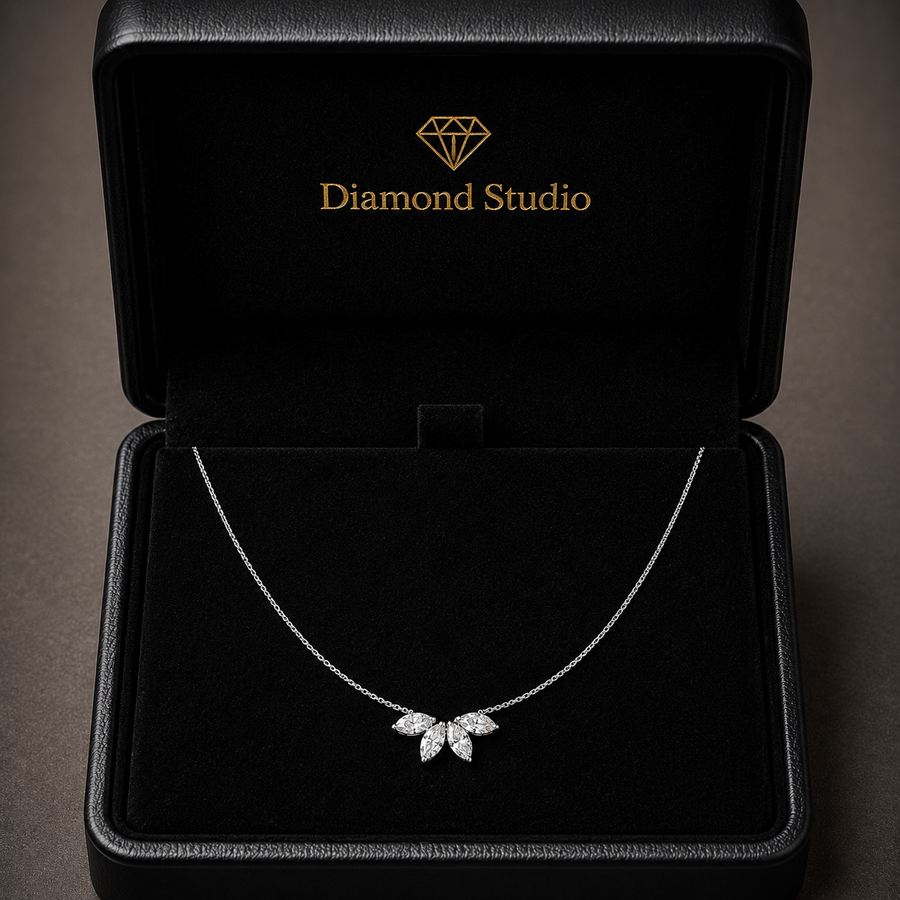0.5 Ct Marquise Cut Diamond Chain Necklace VS1 D-F White Gold 14k