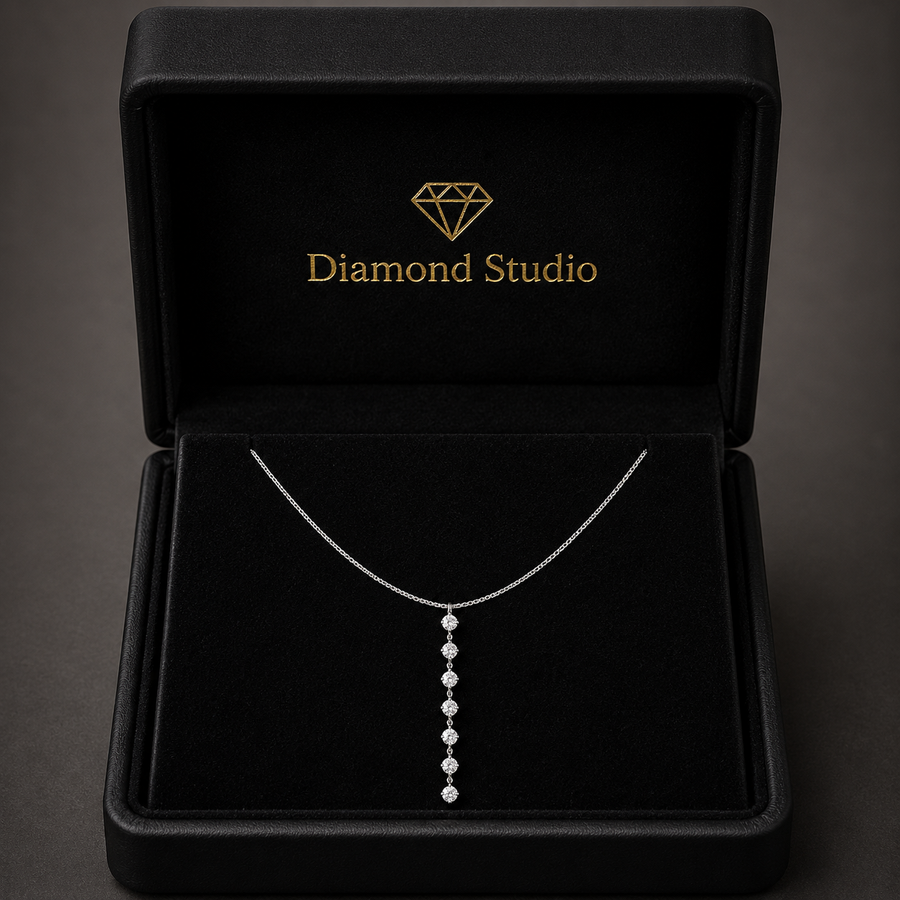 0.9 Ct Round Cut Diamond Lariat Necklace VS1 D-F White Gold 14k