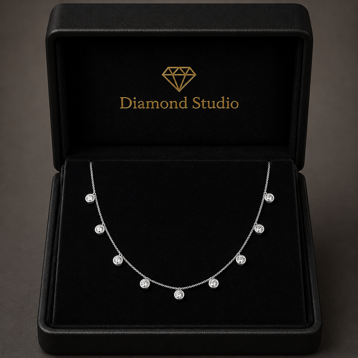 0.9 Ct Round Cut Diamond Chain Necklace VS1 D-F White Gold 14k