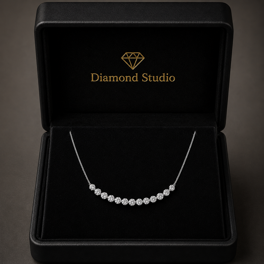3.2 Ct Round Cut Diamond Chain Necklace VS1 D-F White Gold 14k