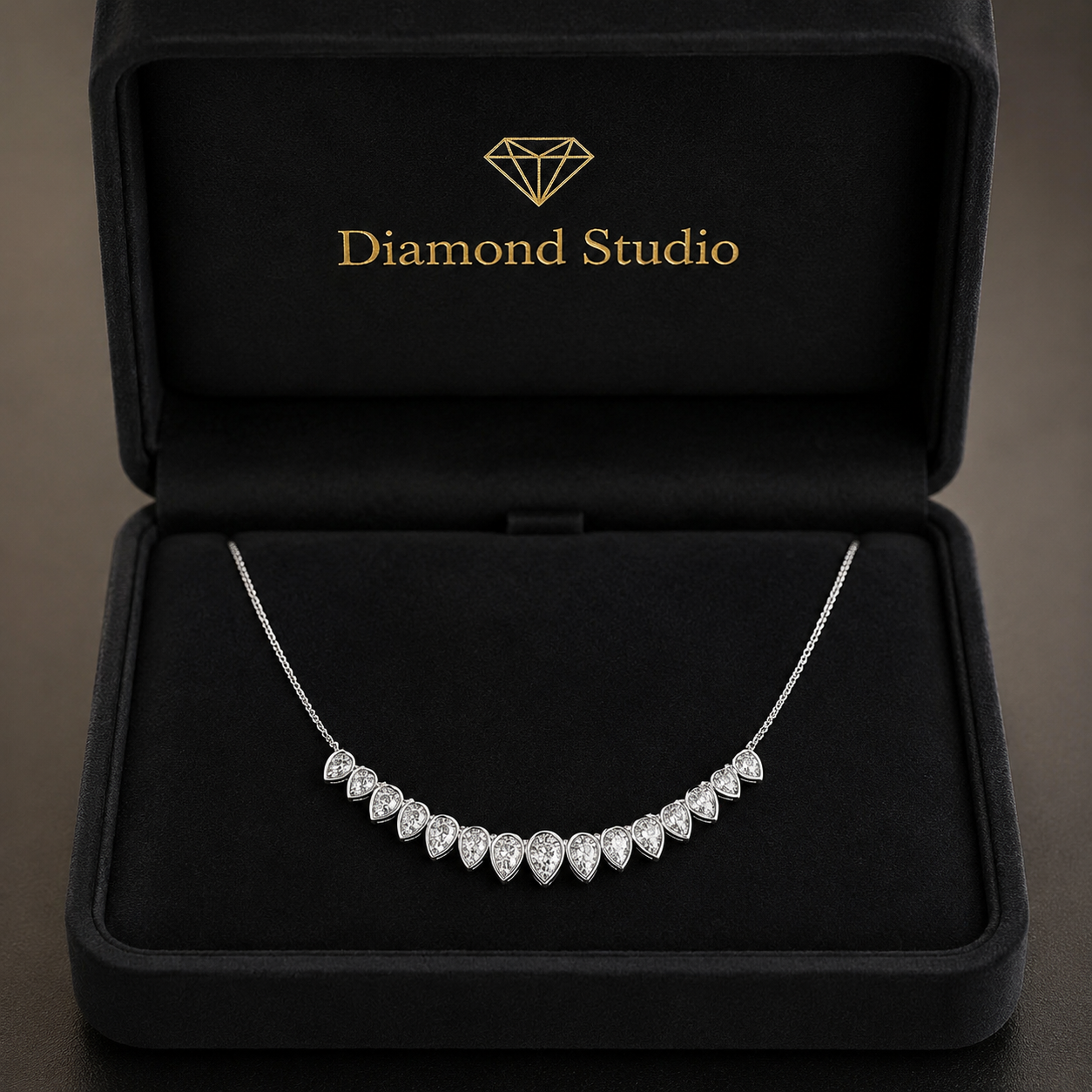2.6 Ct Pear Cut Diamond Chain Necklace VS1 D-F White Gold 14k