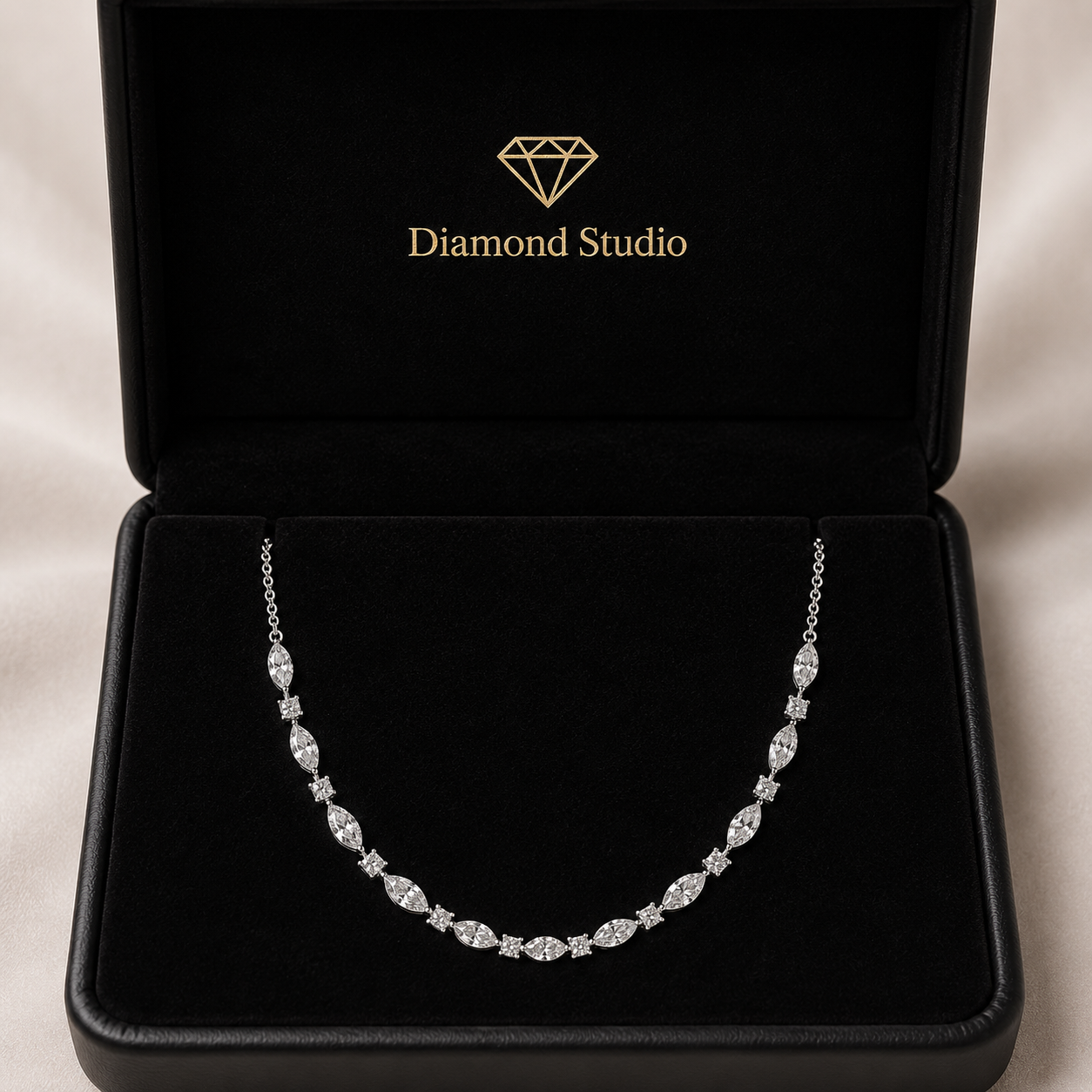 5 Ct Marquise Pear Round Cut Diamond Chain Necklace VS1 D-F White Gold 14k