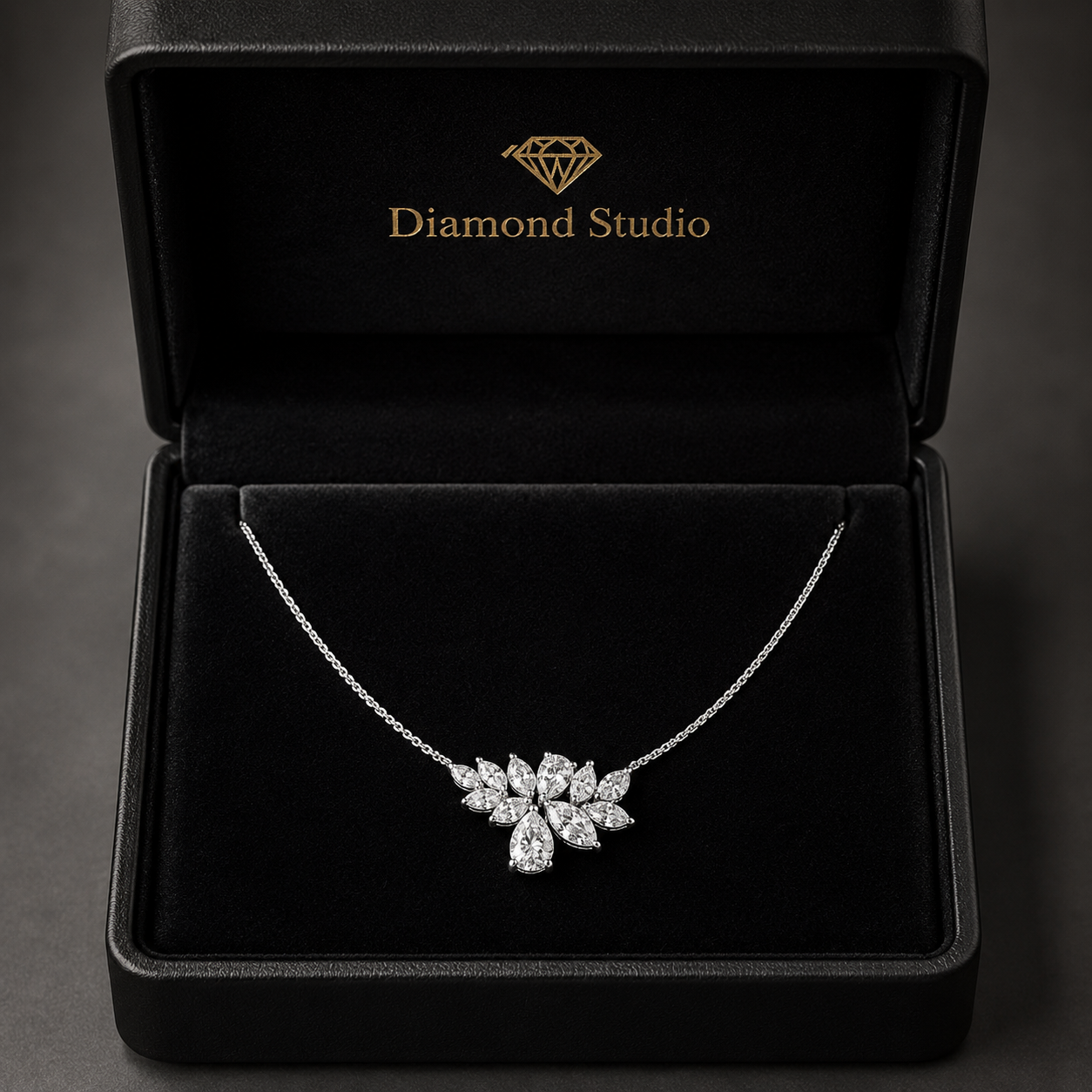 2.4 Ct Pear Marquise Cut Diamond Pendant Necklace VS1 D-F White Gold 14k