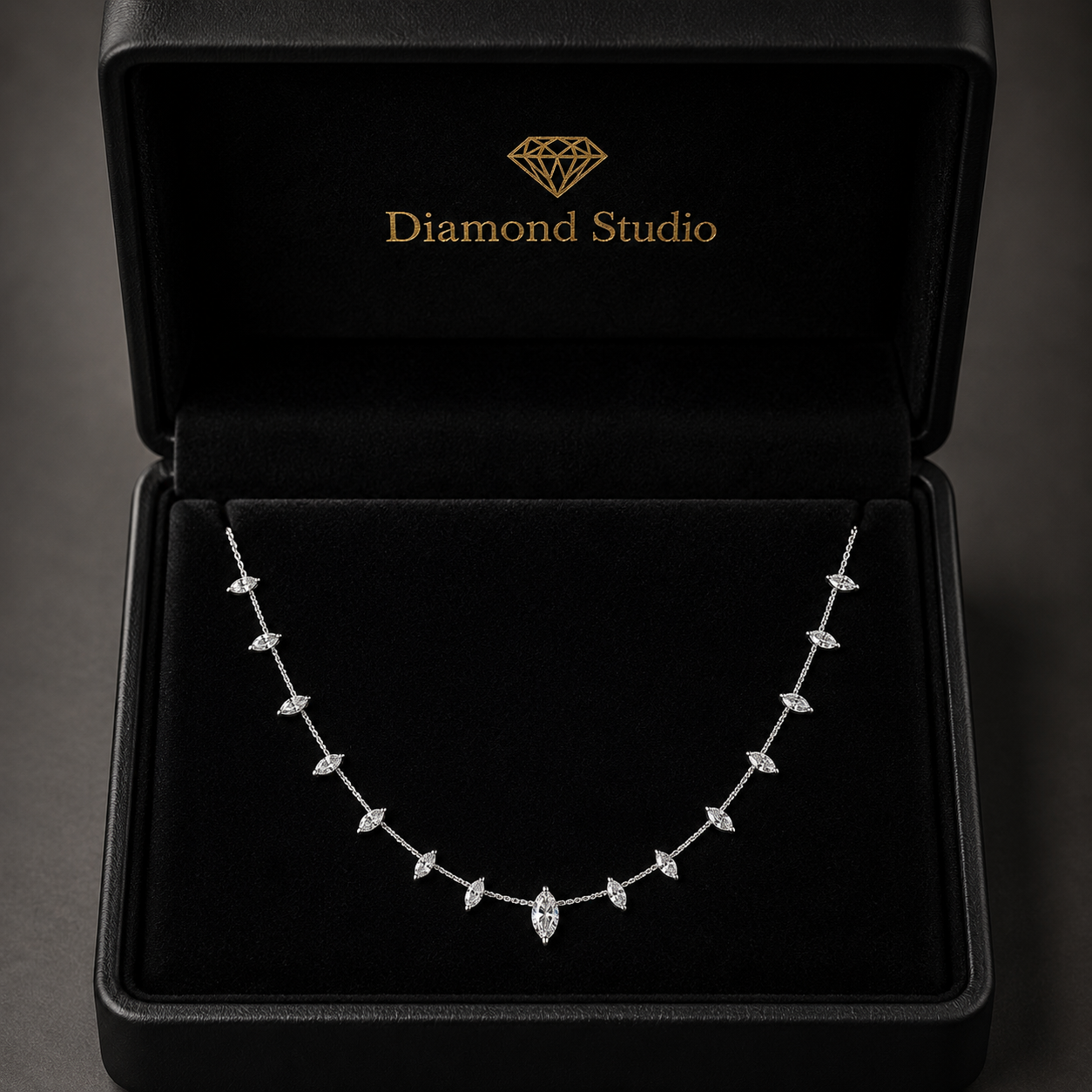 1.9 Ct Marquise Cut Diamond Chain Necklace VS1 D-F White Gold 14k